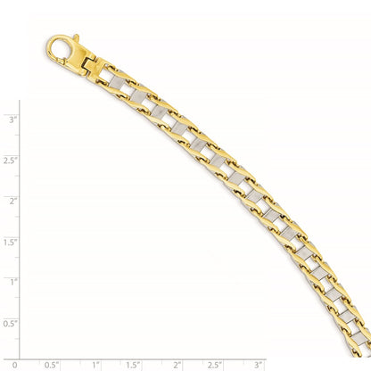8.5 Inch 14K Two-Tone 7.5mm Hand-Polished Fancy Link Bracelet