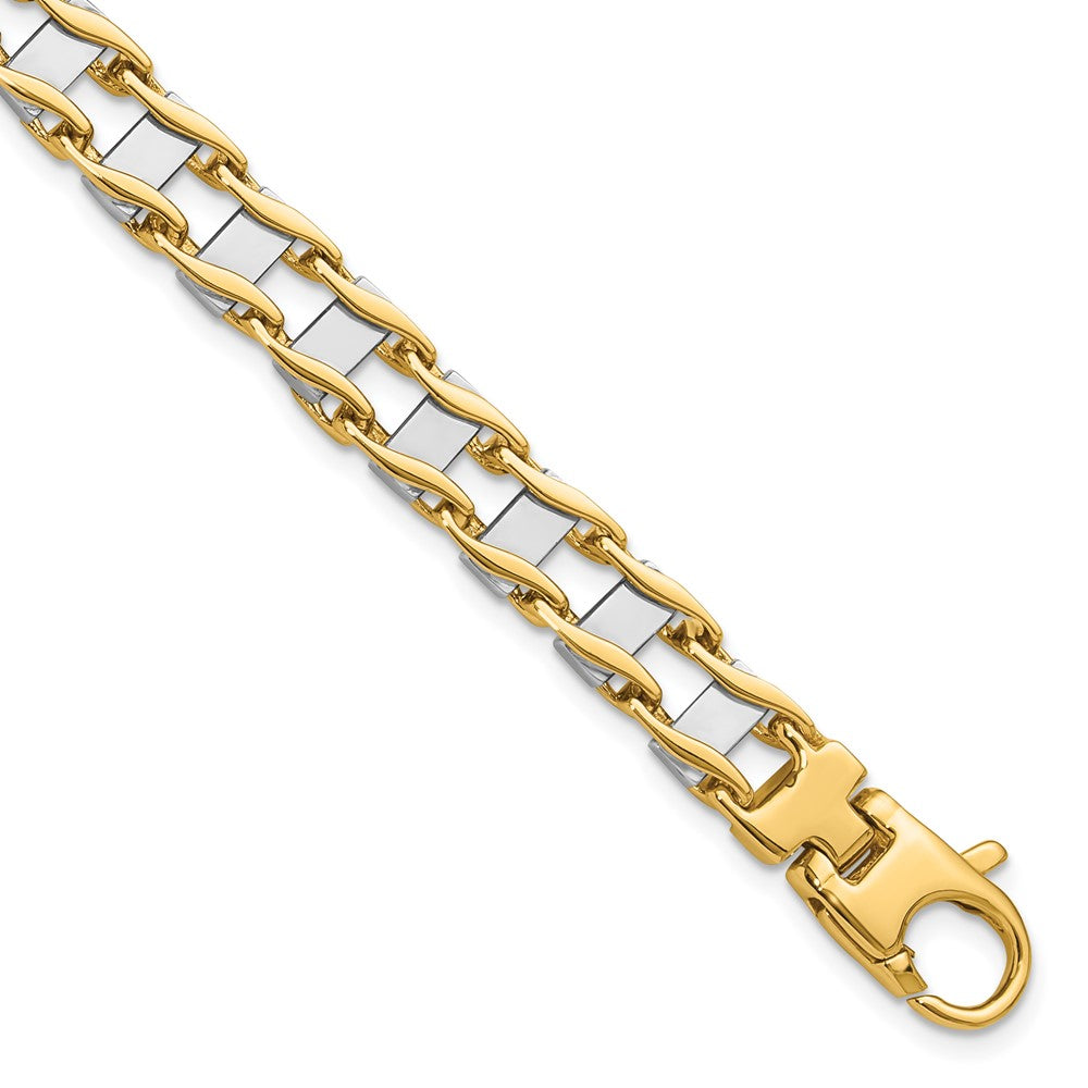 8.5 Inch 14K Two-Tone 7.5mm Hand-Polished Fancy Link Bracelet