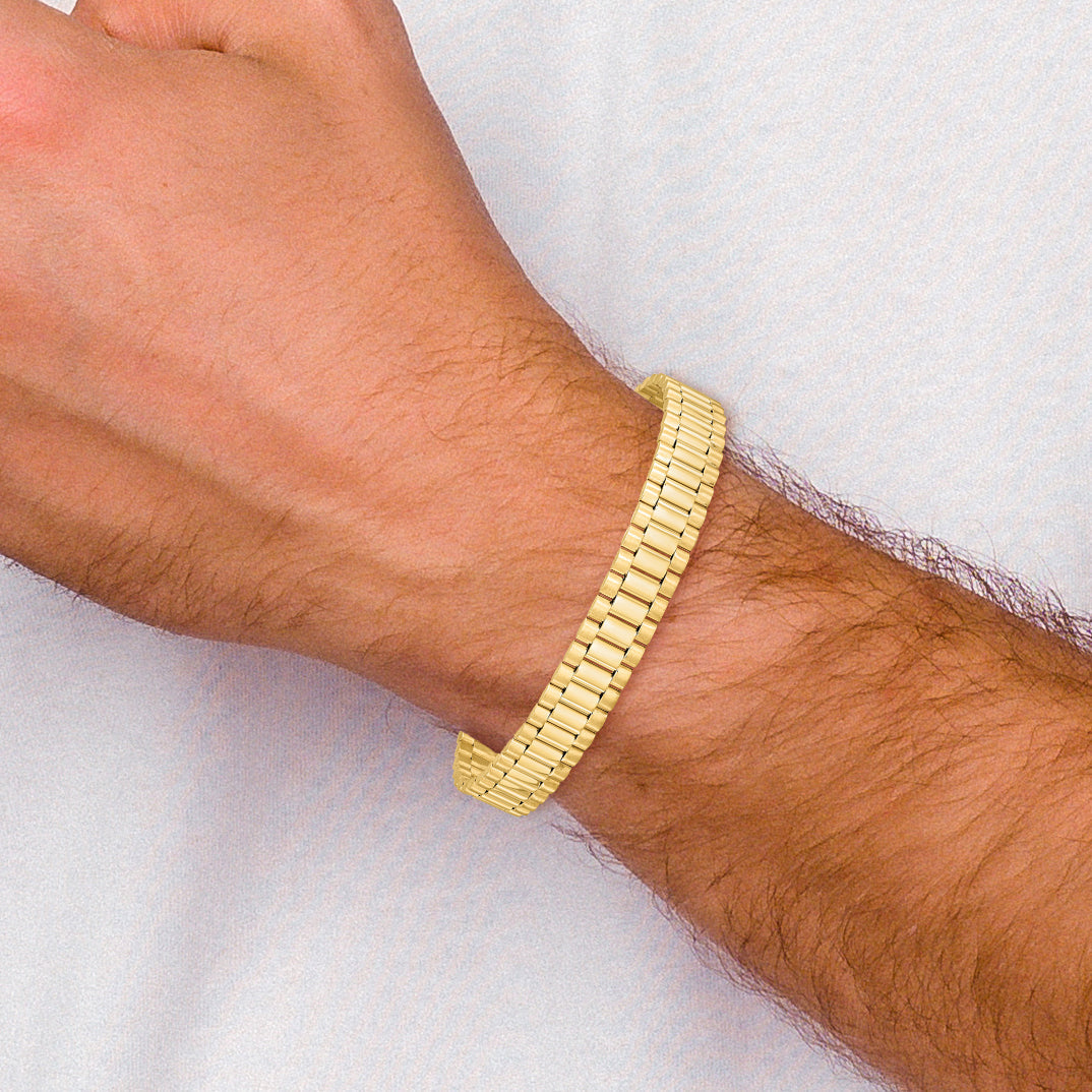 8 Inch 14K Men'S Satin And Polished 8In Link Bracelet