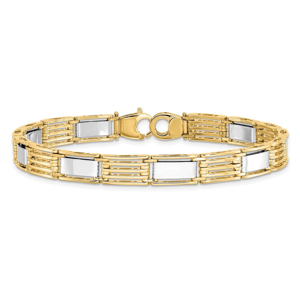 8.5 Inch 14K Two-Tone High Polished 8.5In Mens Link Bracelet