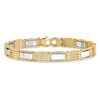 8.5 Inch 14K Two-Tone High Polished 8.5In Mens Link Bracelet