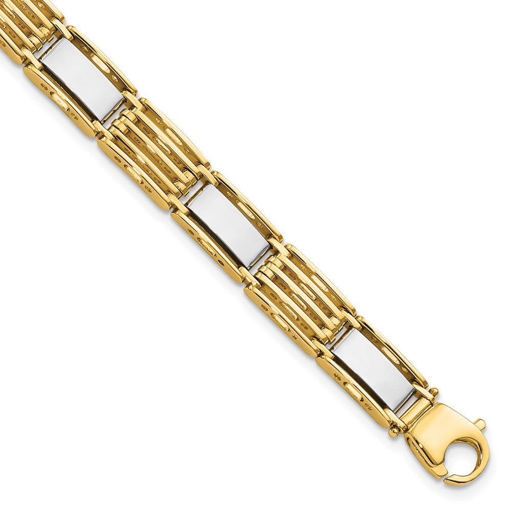 8.5 Inch 14K Two-Tone High Polished 8.5In Mens Link Bracelet