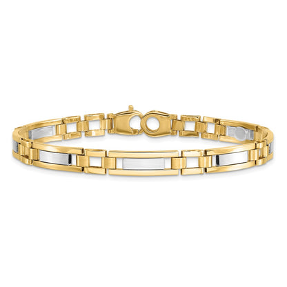 8.5 Inch 14K Two-Tone Polished And Satin 8.5In Mens Link Bracelet