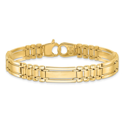 8.5 Inch 14K Polished And Satin 8.5In Mens Link Bracelet