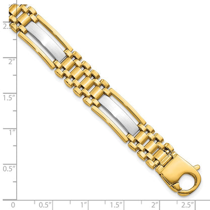 8.75 Inch 14K Mens Two-Tone Polished And Satin 8.75In Link Bracelet
