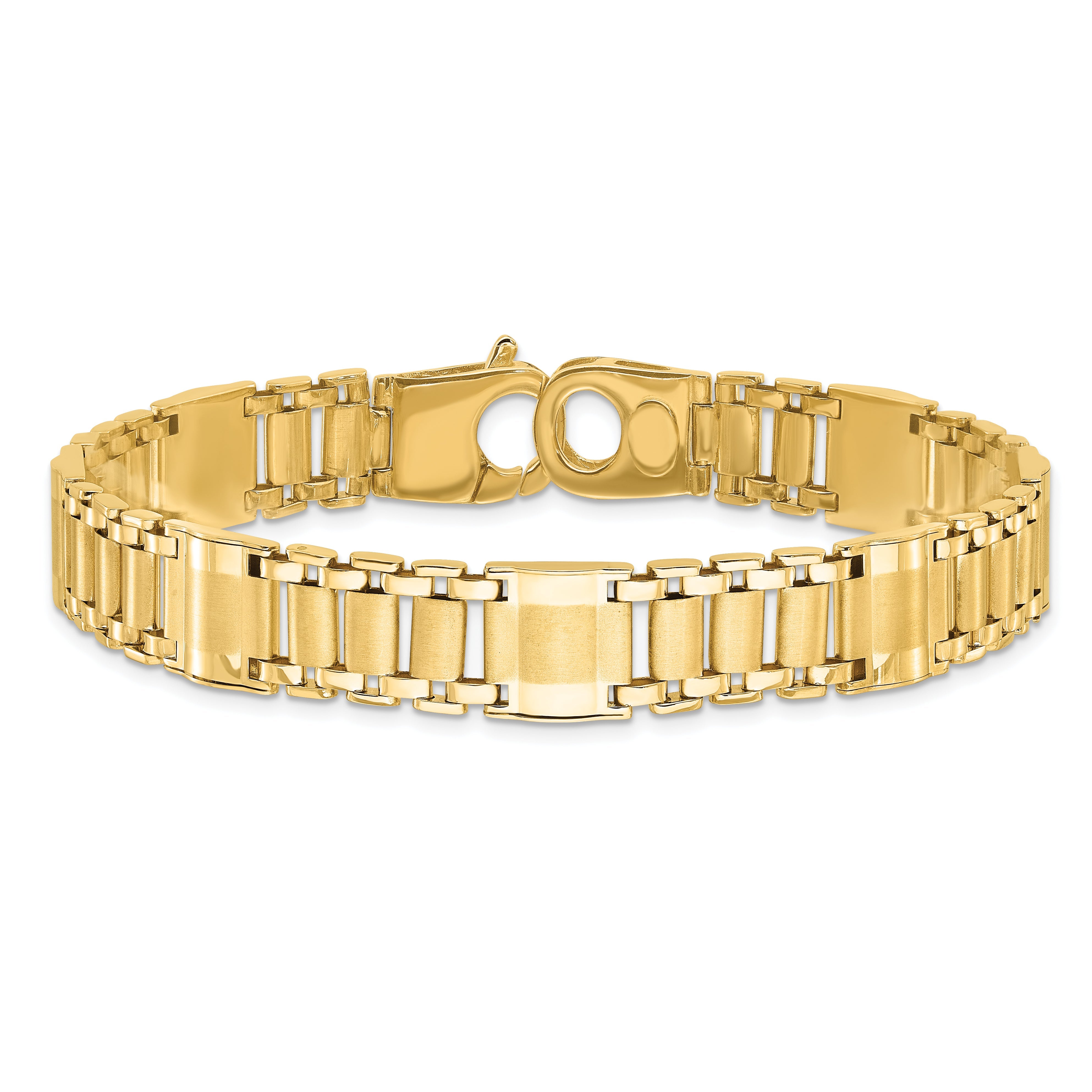 8.5 Inch 14K Satin & Polished Men'S Link Bracelet