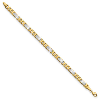 8 Inch 14K Two-Tone Brushed And Polished Fancy Link 8In Bracelet