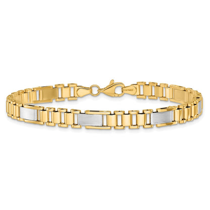 8 Inch 14K Two-Tone Brushed And Polished Fancy Link 8In Bracelet