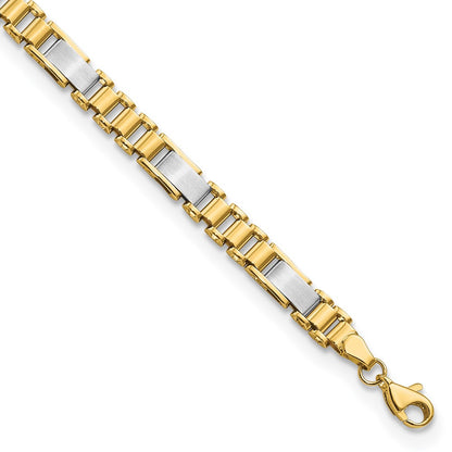 8 Inch 14K Two-Tone Brushed And Polished Fancy Link 8In Bracelet