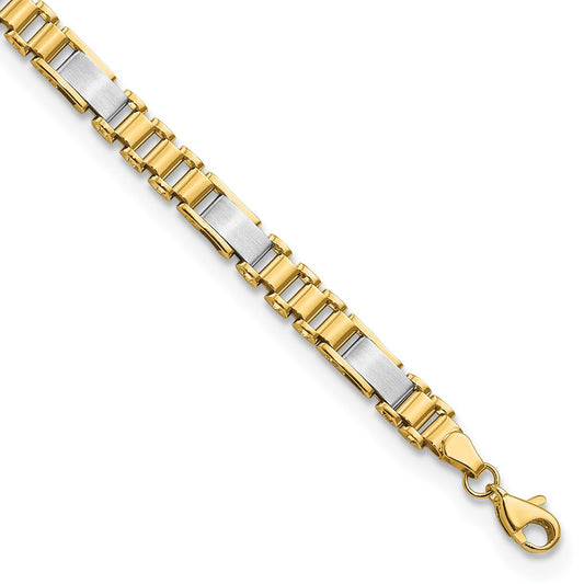 8 Inch 14K Two-Tone Brushed And Polished Fancy Link 8In Bracelet