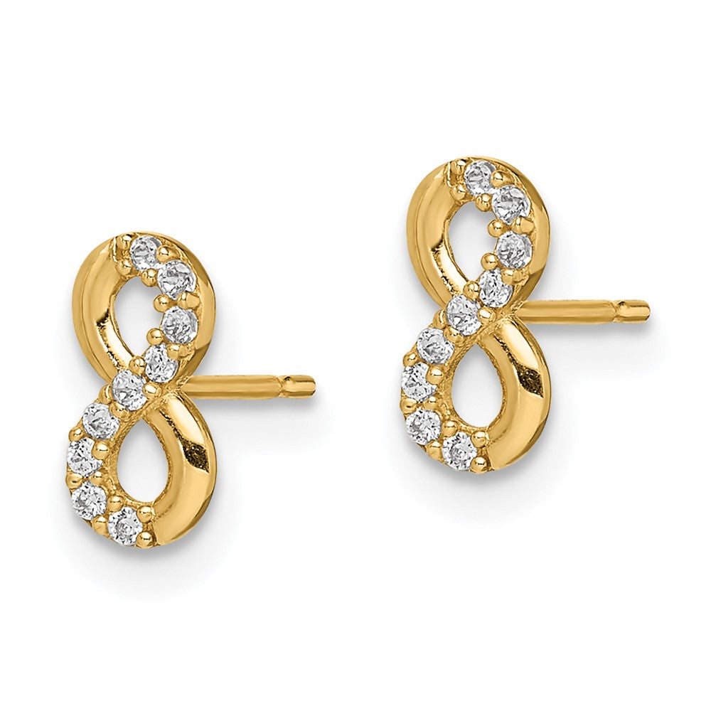 14K Yellow Gold Madi K Infinity Symbol Cz Stud Earrings