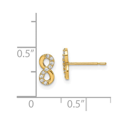 14K Yellow Gold Madi K Infinity Symbol Cz Stud Earrings