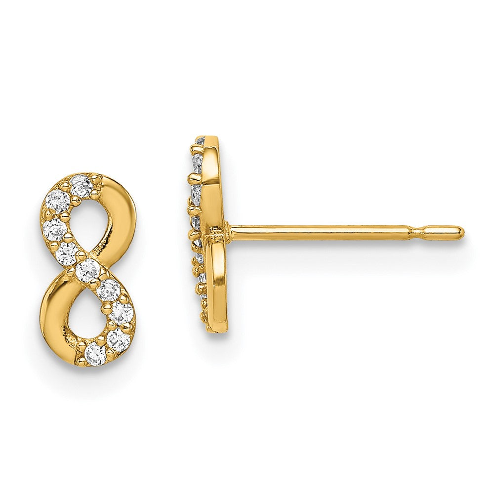 14K Yellow Gold Madi K Infinity Symbol Cz Stud Earrings