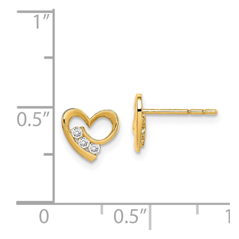 14K Yellow Gold Madi K Cz Heart Post Earrings