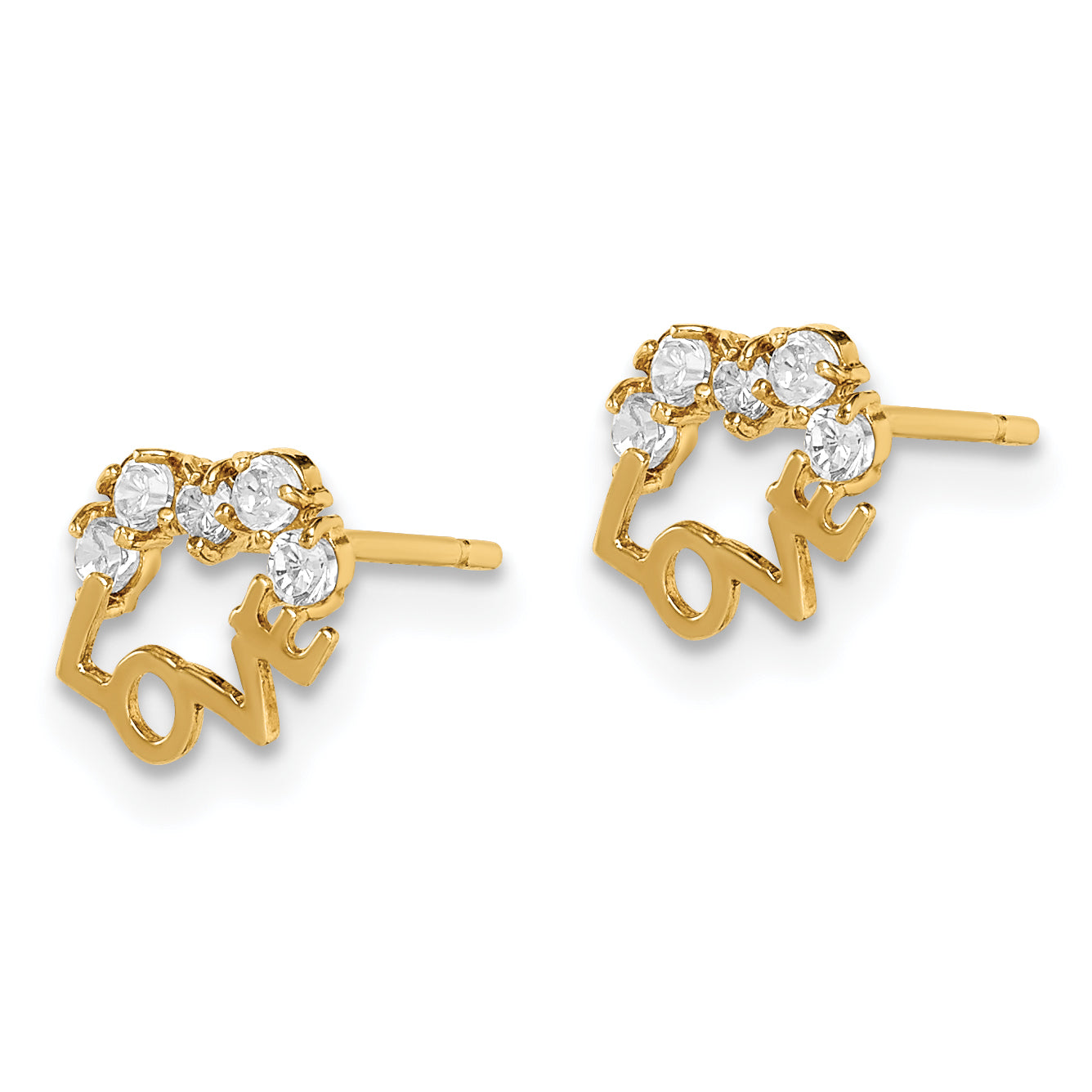 14K Yellow Gold Madi K Cz Love Post Earrings