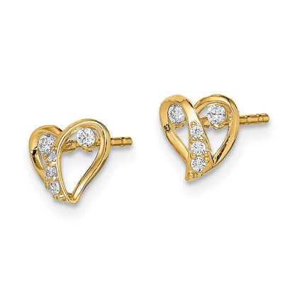 14K Yellow Gold Madi K Cz Accent Open Heart Post Earrings