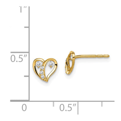 14K Yellow Gold Madi K Cz Accent Open Heart Post Earrings