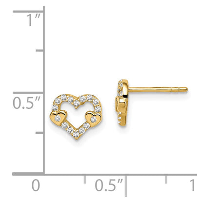 14K Yellow Gold Madi K Cz Heart Post Earrings
