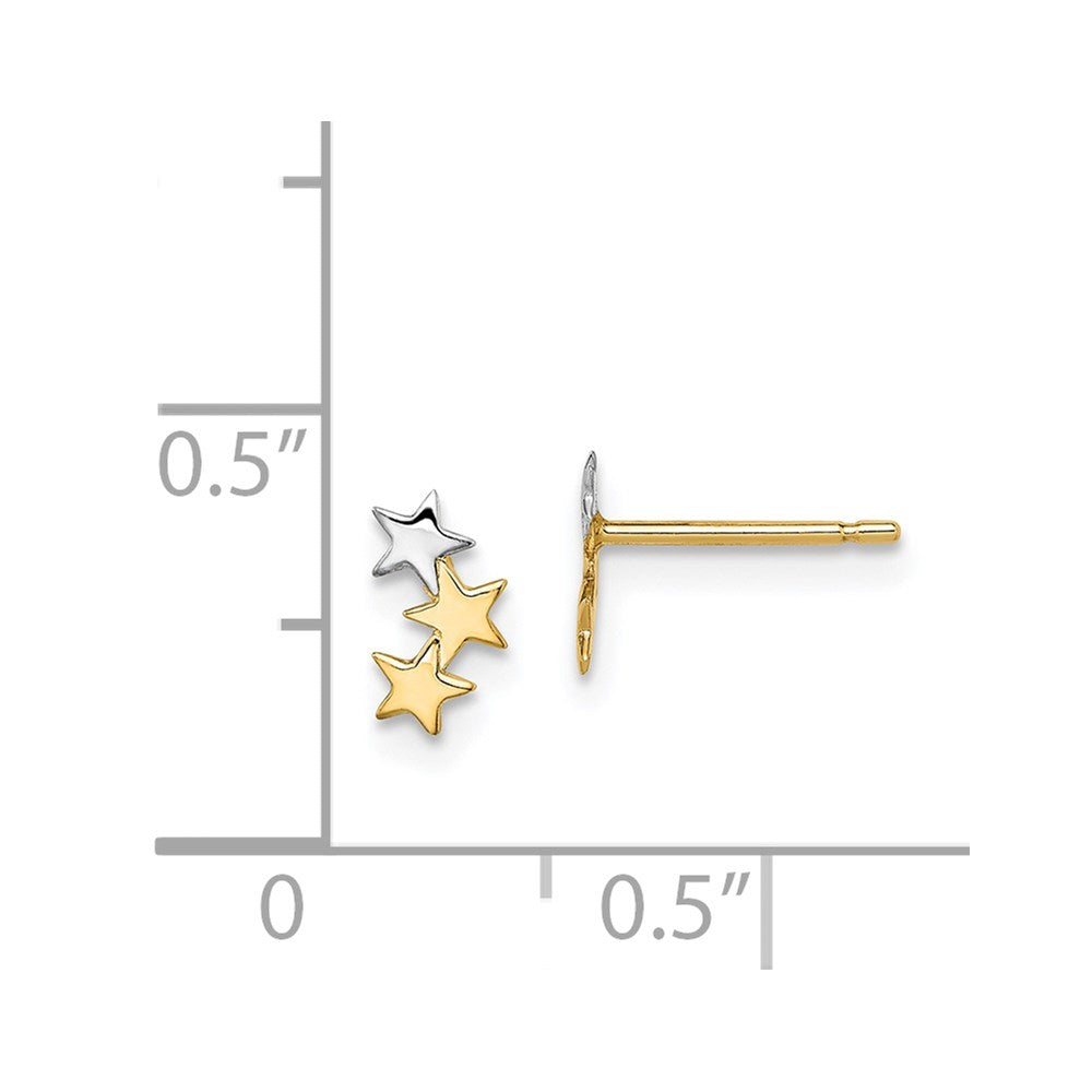 14K Yellow & Rhodium Madi K White 3 Star Post Earrings