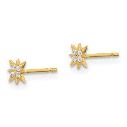 14K Yellow Gold Madi K Cz Star Post Earrings