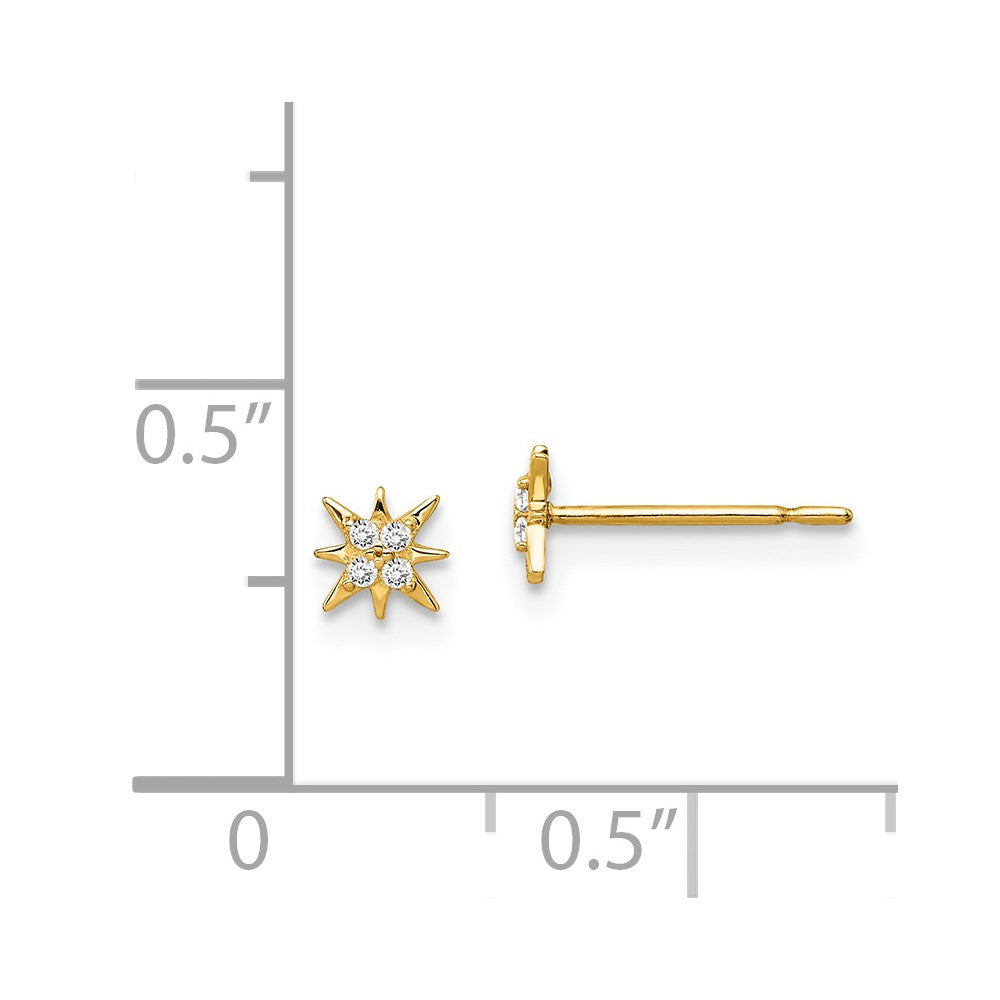 14K Yellow Gold Madi K Cz Star Post Earrings