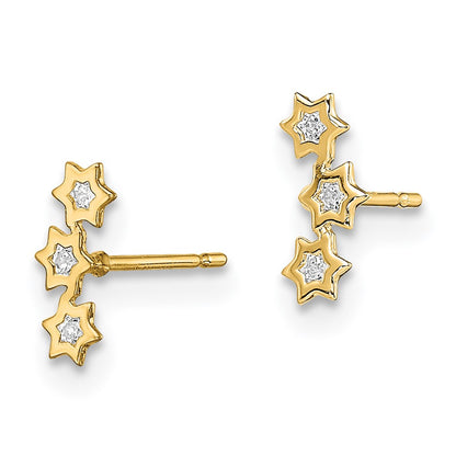 14K Yellow Gold Madi K Stars Cz Earrings