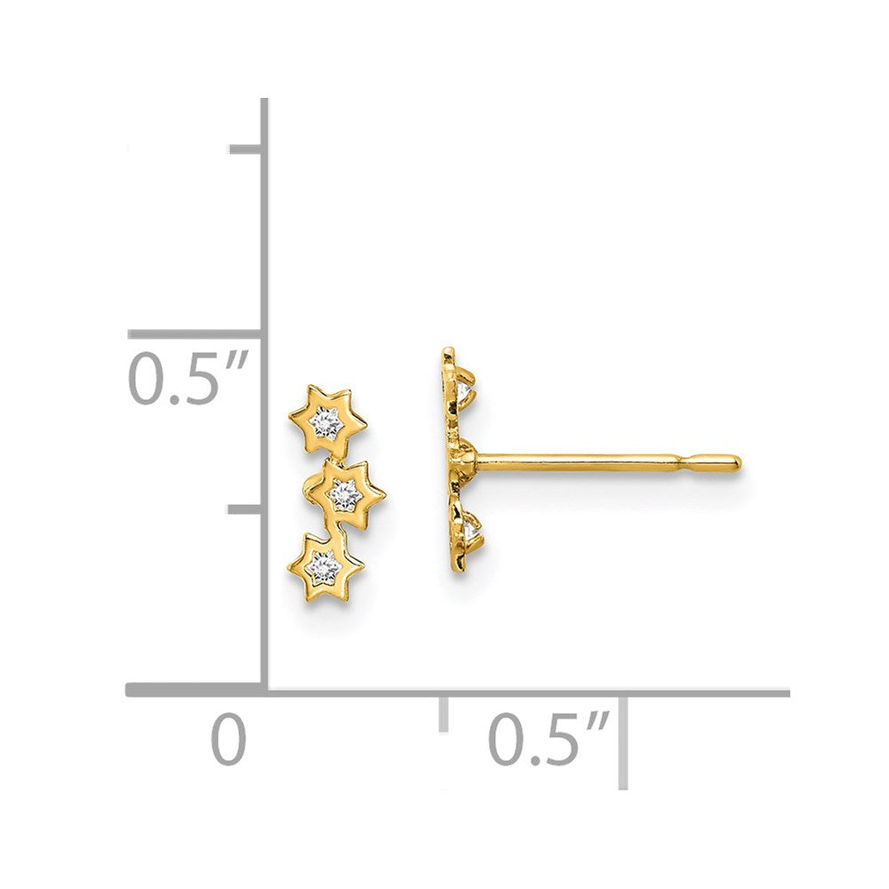 14K Yellow Gold Madi K Stars Cz Earrings