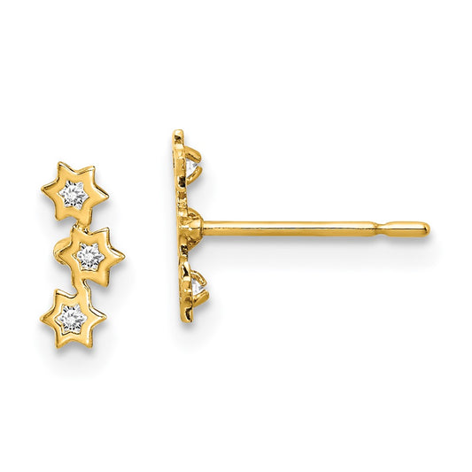 14K Yellow Gold Madi K Stars Cz Earrings