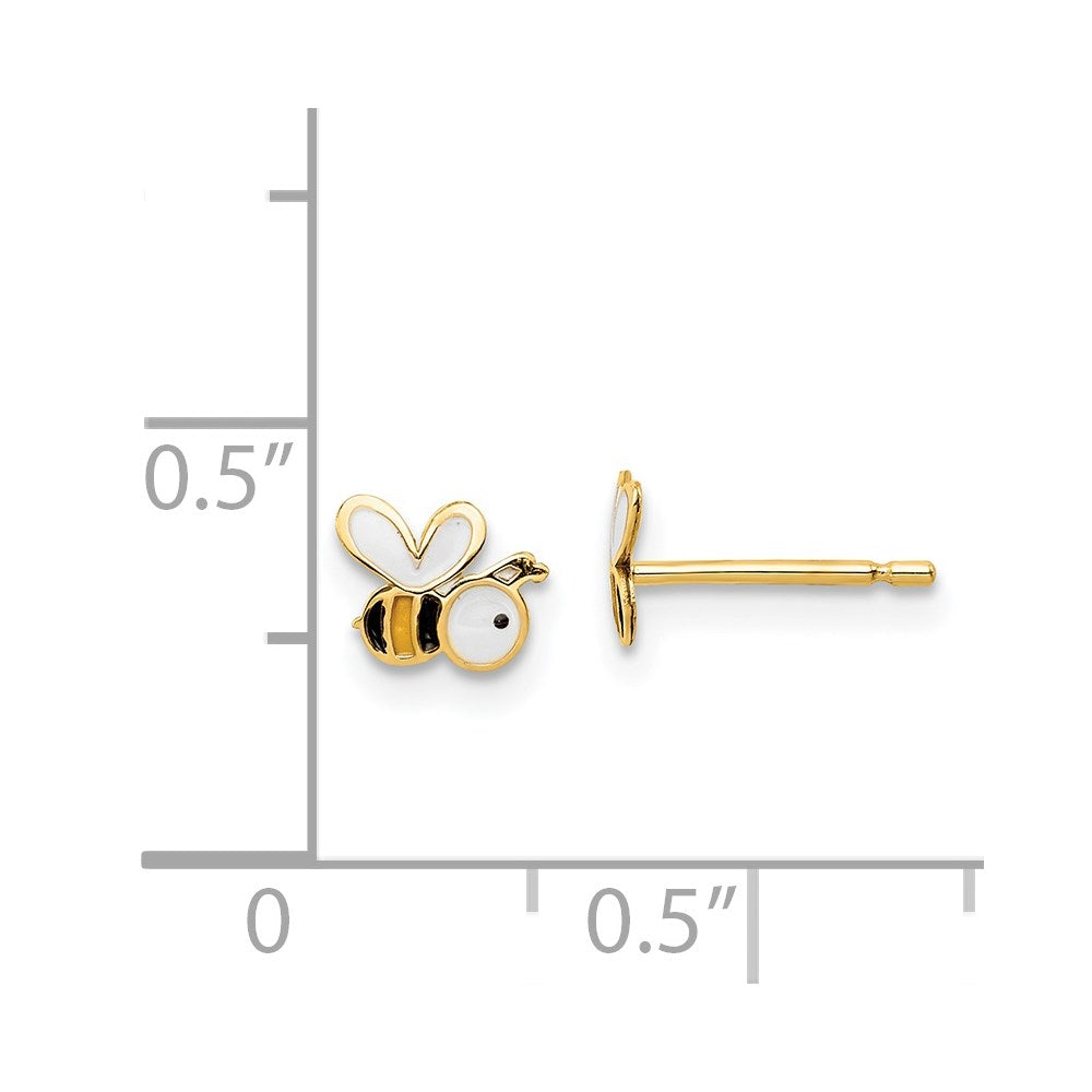 14K Yellow Gold Madi K Enamel Bumble Bee Post Earrings