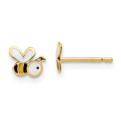 14K Yellow Gold Madi K Enamel Bumble Bee Post Earrings