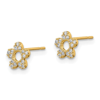 14K Yellow Gold Madi K Cz Flower Post Earrings