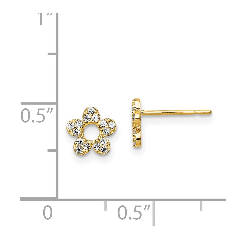 14K Yellow Gold Madi K Cz Flower Post Earrings