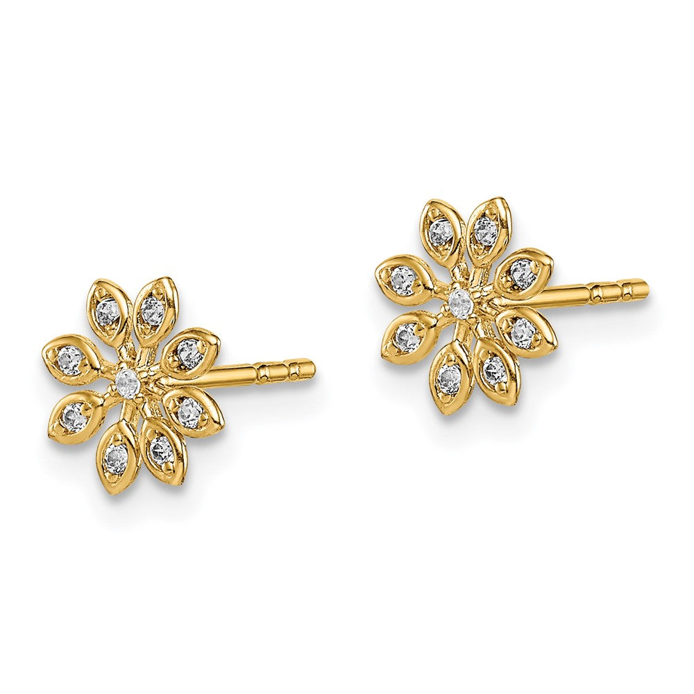 14K Yellow Gold Madi K Cz Flower Post Earrings