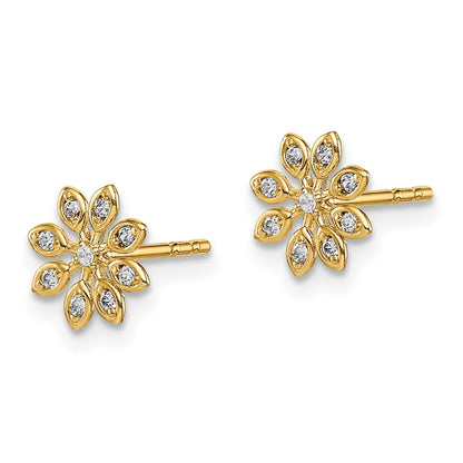 14K Yellow Gold Madi K Cz Flower Post Earrings