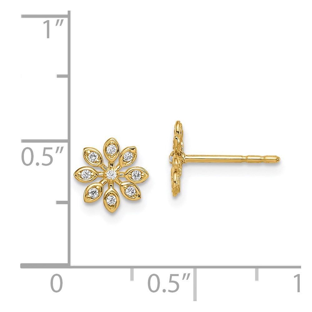 14K Yellow Gold Madi K Cz Flower Post Earrings