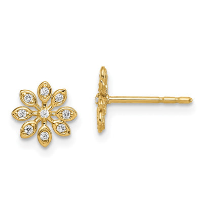 14K Yellow Gold Madi K Cz Flower Post Earrings