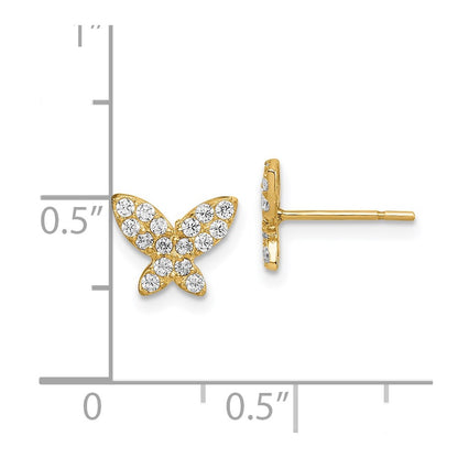 14K Yellow Gold Madi K Butterfly Cz Post Earrings