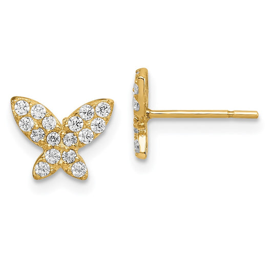 14K Yellow Gold Madi K Butterfly Cz Post Earrings