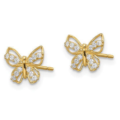 14K Yellow Gold Madi K Butterfly Cz Stud Earrings
