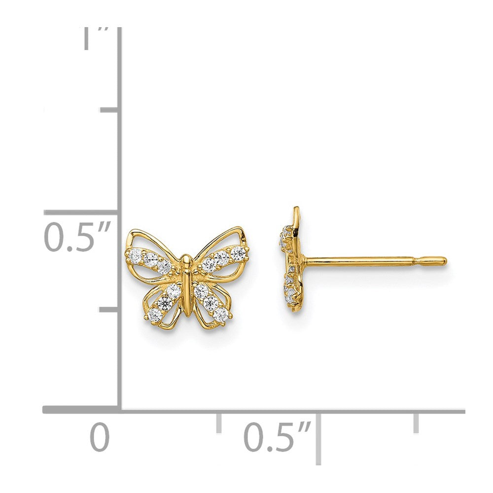 14K Yellow Gold Madi K Butterfly Cz Stud Earrings