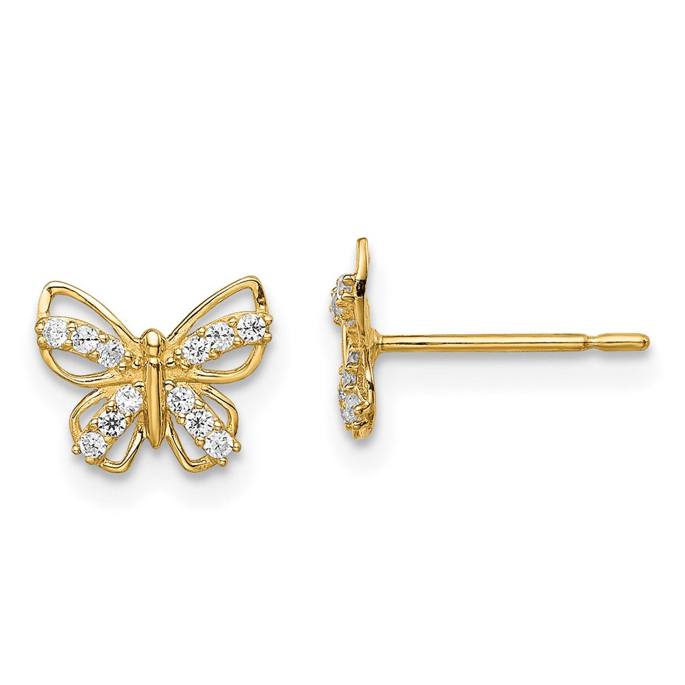 14K Yellow Gold Madi K Butterfly Cz Stud Earrings