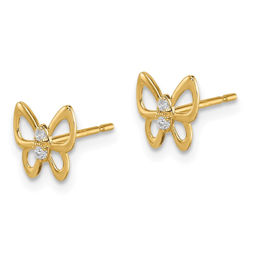 14K Yellow Gold Madi K Butterfly Cz Stud Earrings