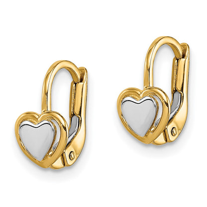 14K Two Tone Madi K Children'S Heart Hoop Earrings