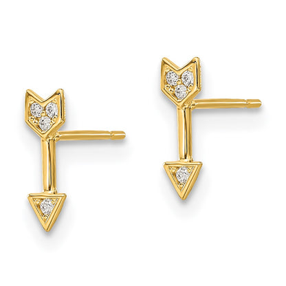 14K Yellow Gold Madi K Cz Arrow Post Earrings
