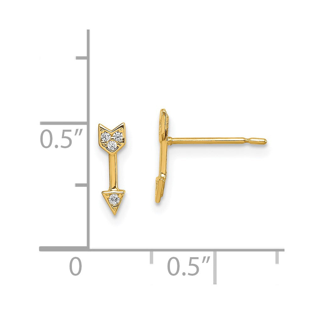 14K Yellow Gold Madi K Cz Arrow Post Earrings