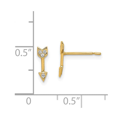 14K Yellow Gold Madi K Cz Arrow Post Earrings