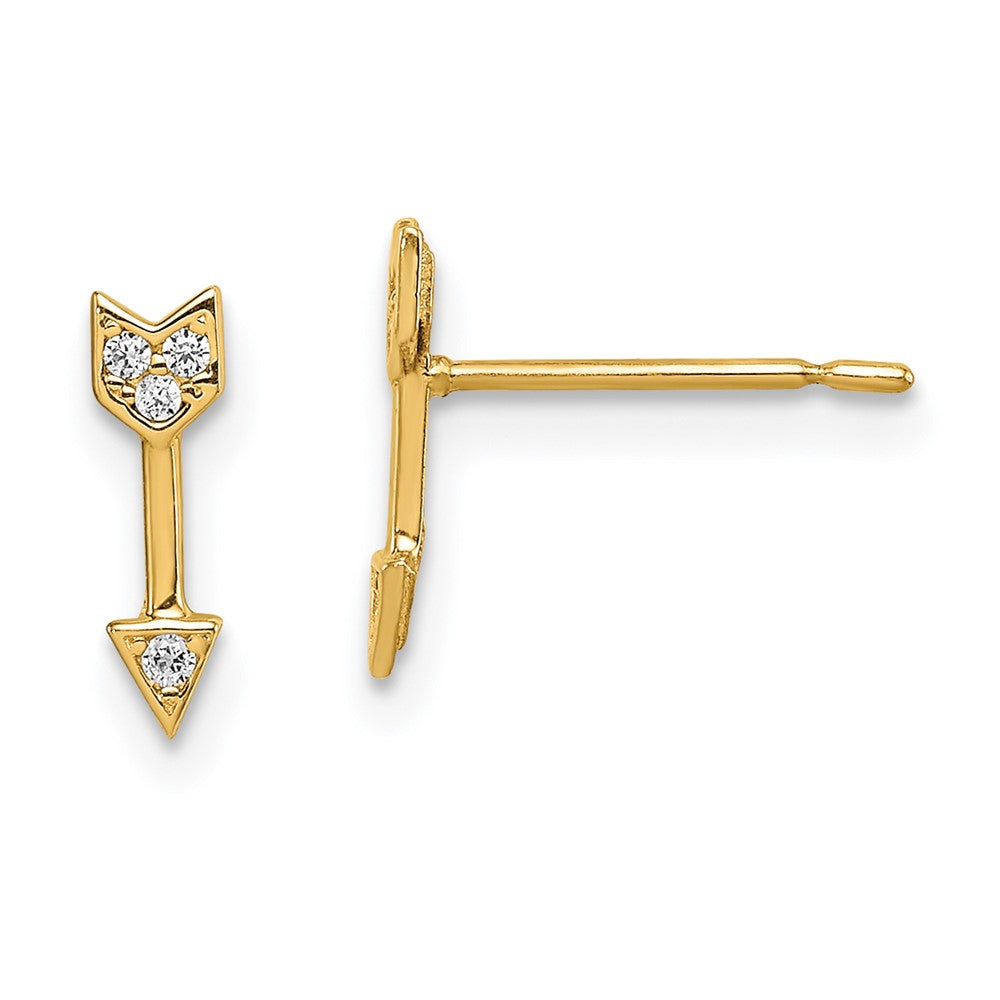 14K Yellow Gold Madi K Cz Arrow Post Earrings
