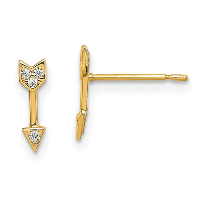 14K Yellow Gold Madi K Cz Arrow Post Earrings