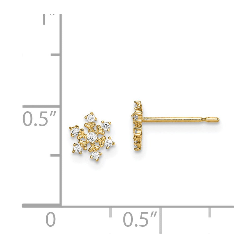 14K Yellow Gold Madi K Cz Snowflake Post Earrings