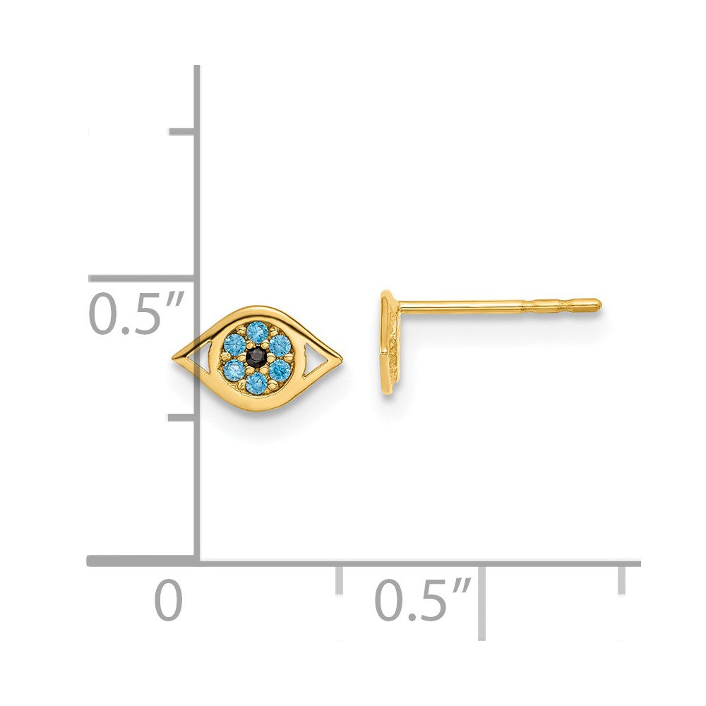 14K Yellow Gold Madi K Blue Cz Eye Post Earrings